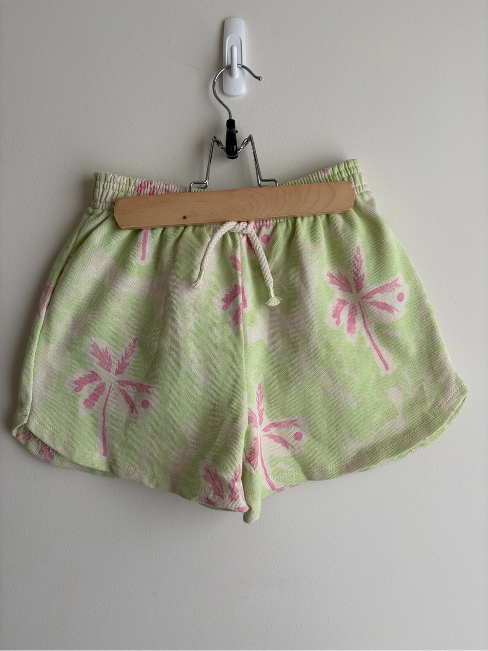 Girl’s Lime Green Palm Print Drawstring Shorts size 11-12